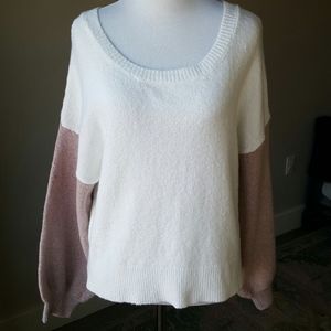 KAISELY (Anthropologie) Colorblock Balloon Sleeve Pullover Sweater-…